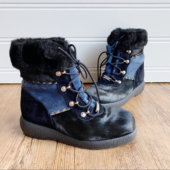 Sorel Shoes - Sorel Calf Hair Fur Dark Blue Black Winter Boots 6